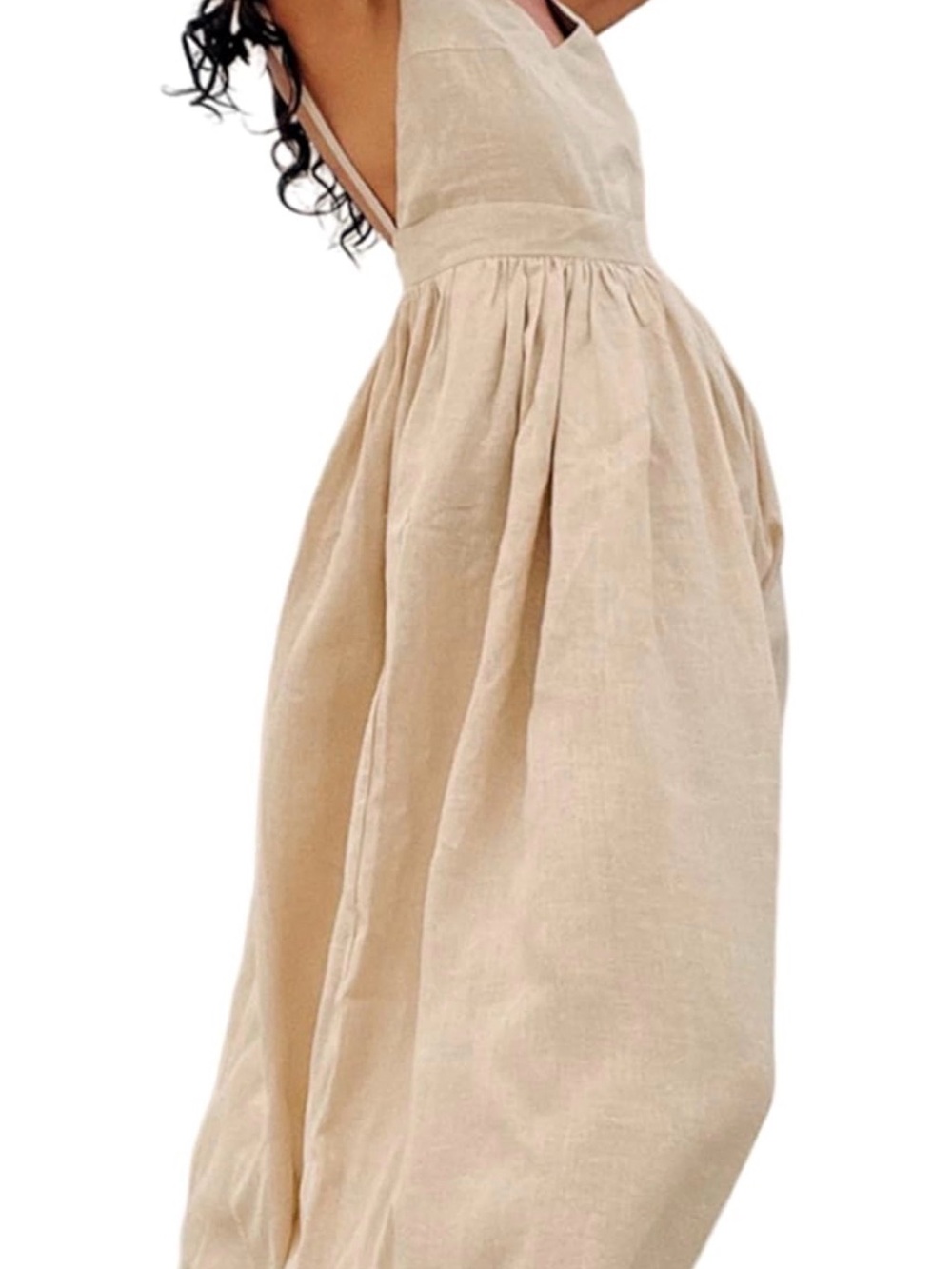 Women’s Tie-Shoulder Midi Dress in Beige